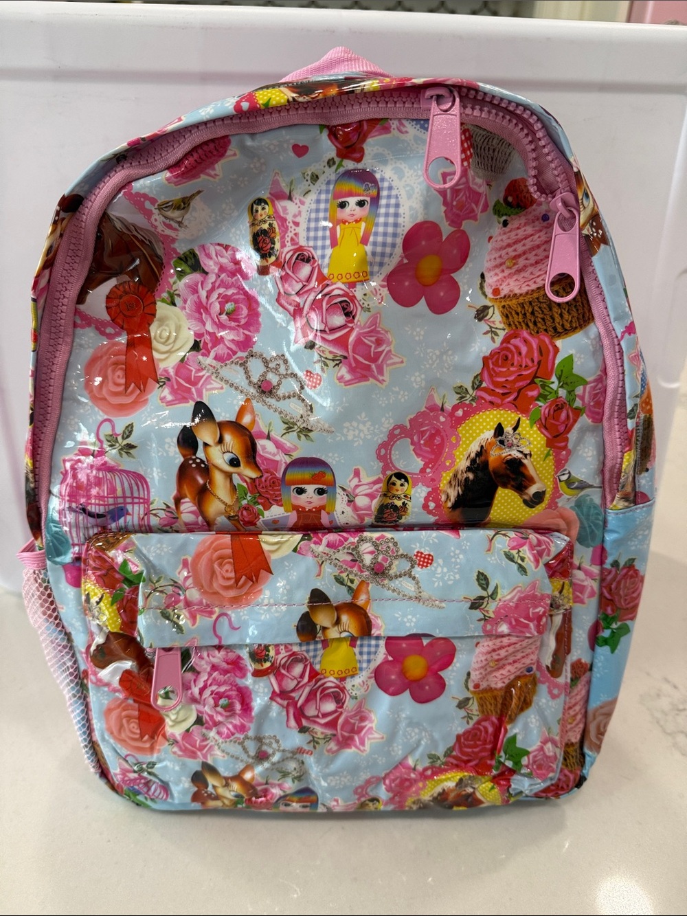 Girls Pink Floral & Animal Print Backpack - Cute Kids Bag